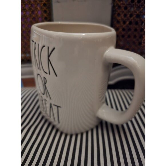 NWT Rae Dunn Trick or Treat Halloween Mug 2021 White Black Writing - Picture 3 of 10